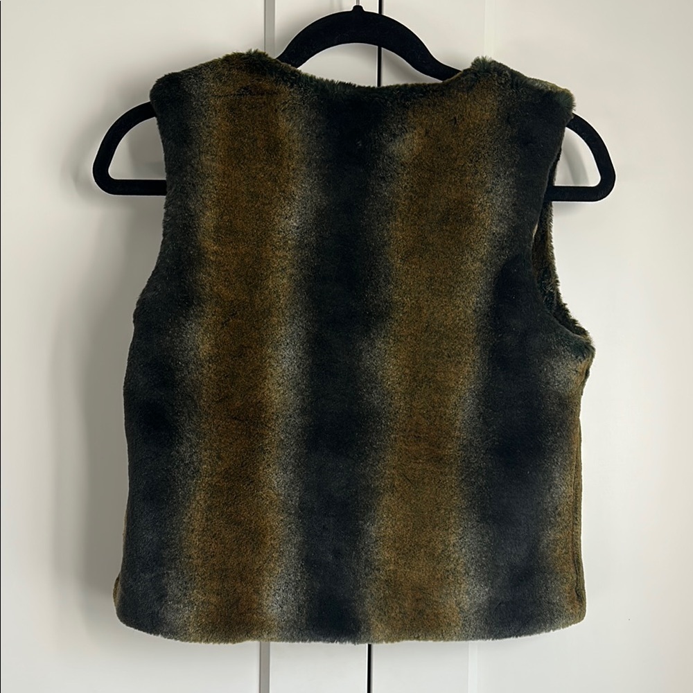 Trina Turk Faux Fur Vest in Olive and Black | 0 - Picture 4 of 5